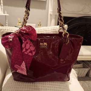 Coach Deep Cherry Patent Leather Shoulder Bag